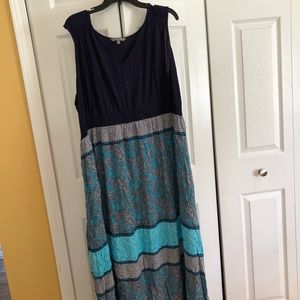 Navy/Multi-colored Tank Maxi Dress